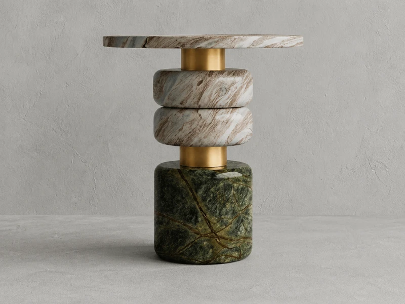 Luxury Multi-Stone Sculptural Side