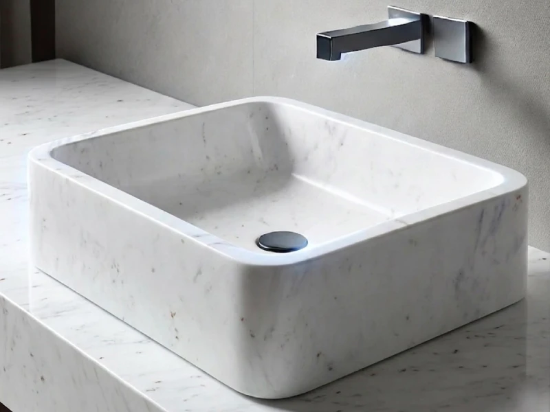 Square White Marble Counter Basin