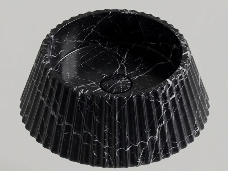 Black Fluted Round Basin