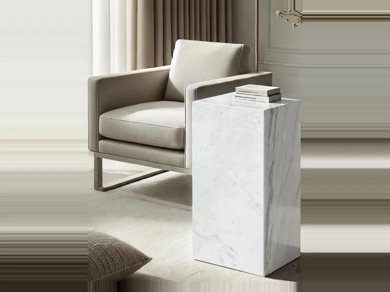 Axis White Marble Small Pedestal