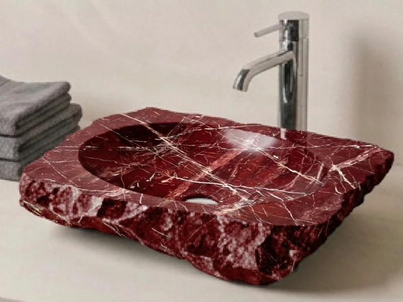 Red Marble Square Designer Basin