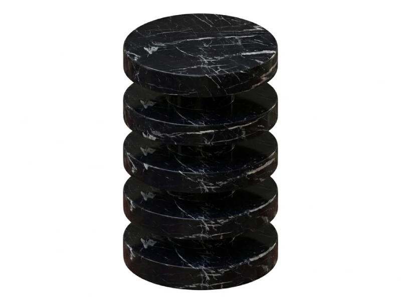 Modern Black Marble Stack Side Table