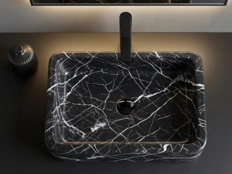 Black Marble Square Basin