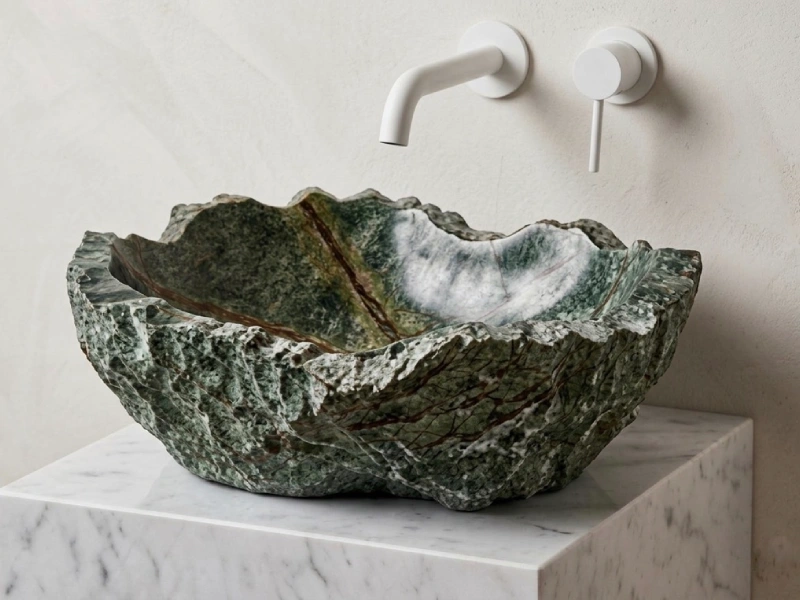 Green Rough-Edge Marble Basin
