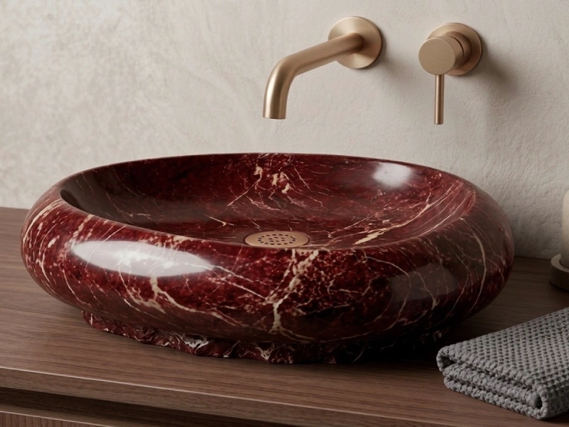 Red Marble Oval Basin