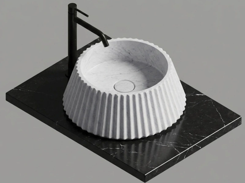 Fluted White Round Basin
