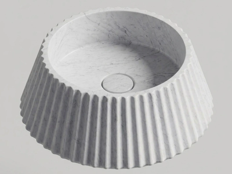 Alternative view of Fluted White Round Basin