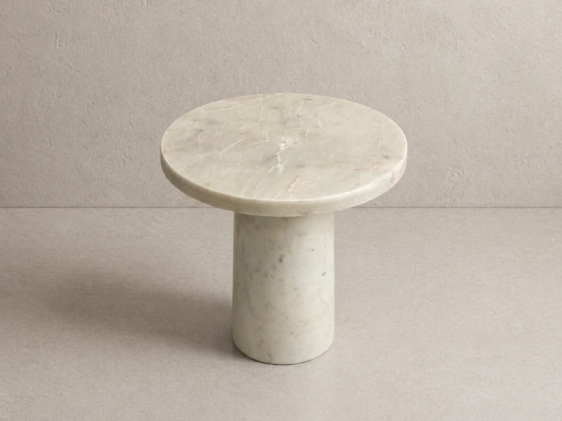 Elegant White Marble Pedestal Side Table