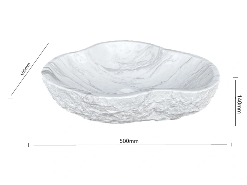 Shallow Textured Marble Bowl Basin