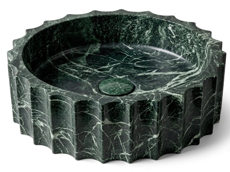 Green Marble Scalloped Basin