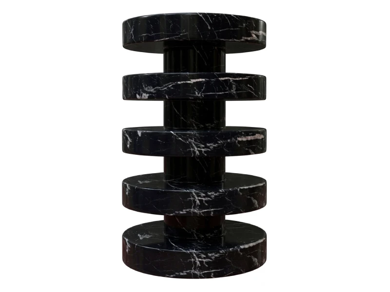 Luxury Black Marble Stacked Sculptural Side Table