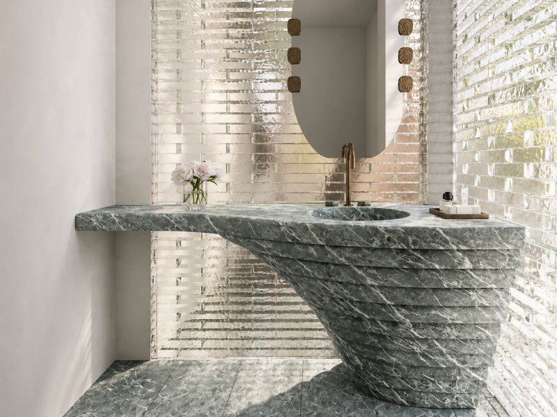 Sculpted Green Marble Vanity Basin