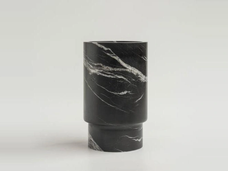 Black Marble Cylindrical Vase