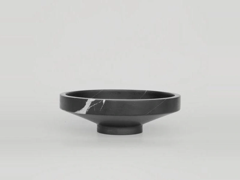 Black Marble Low Pedestal Bowl