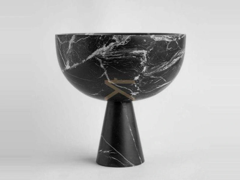 Black Marble Pedestal Bowl