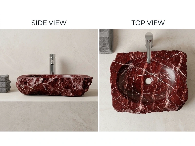 Alternative view of Red Marble Statement Basin