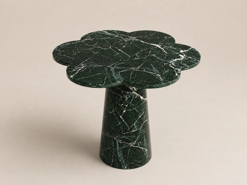 Alternative view of Floral Travertine Pedestal Side Table
