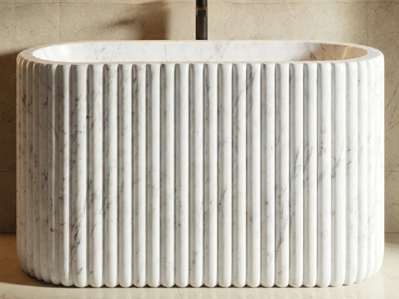 Alternative view of Fluted Green Marble Rectangular Basin