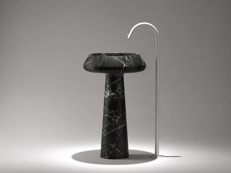 Minimalist Black Marble Pedestal Basin
