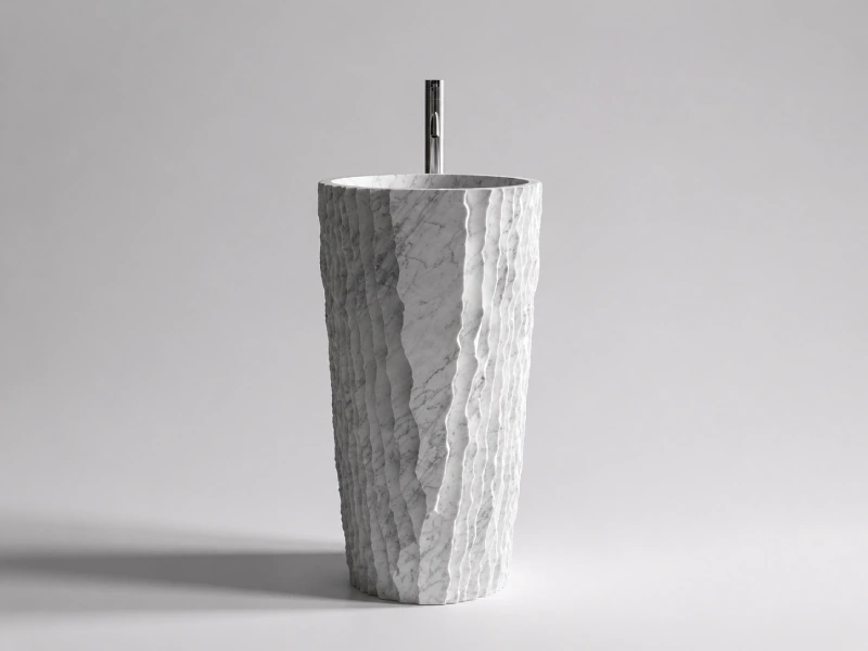 Textured Fluted Marble Pedestal Basin
