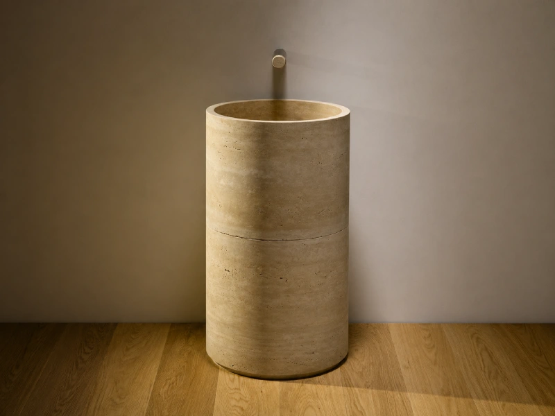 Minimalist Cylindrical Stone Pedestal Basin