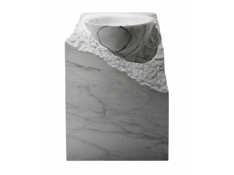 Sculpted Marble Monolith Basin