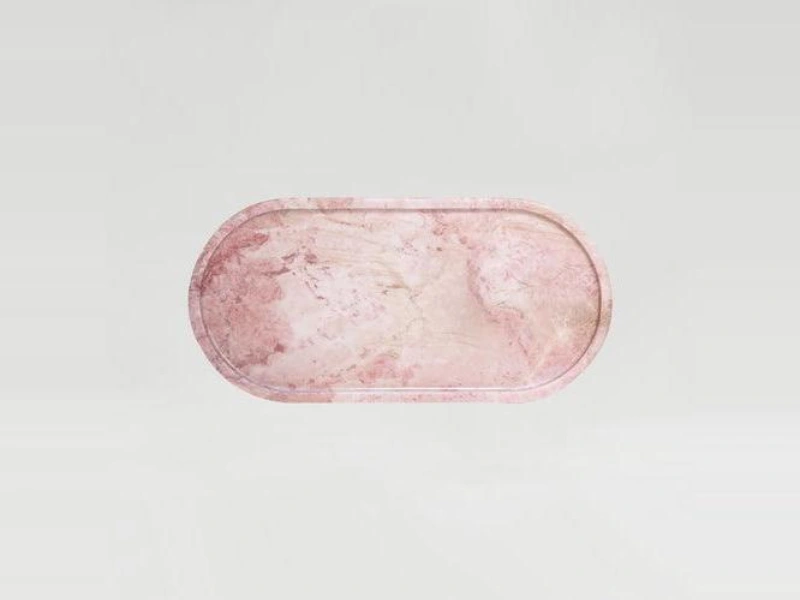 Pink Marble Oval Tray