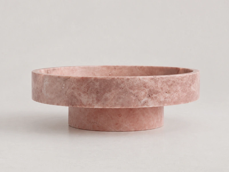 Pink Marble Pedestal Bowl