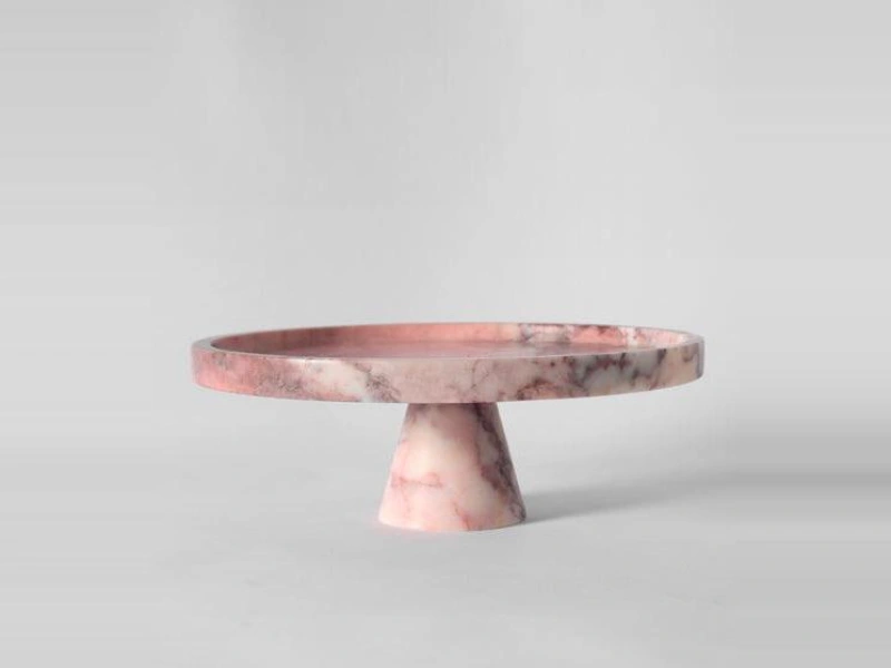 Pink Marble Pedestal Tray