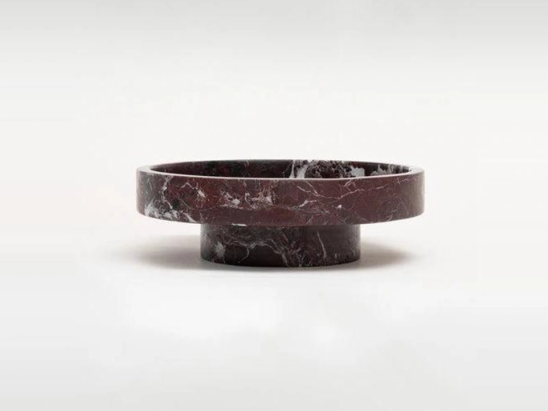 Red Marble Low Pedestal Bowl