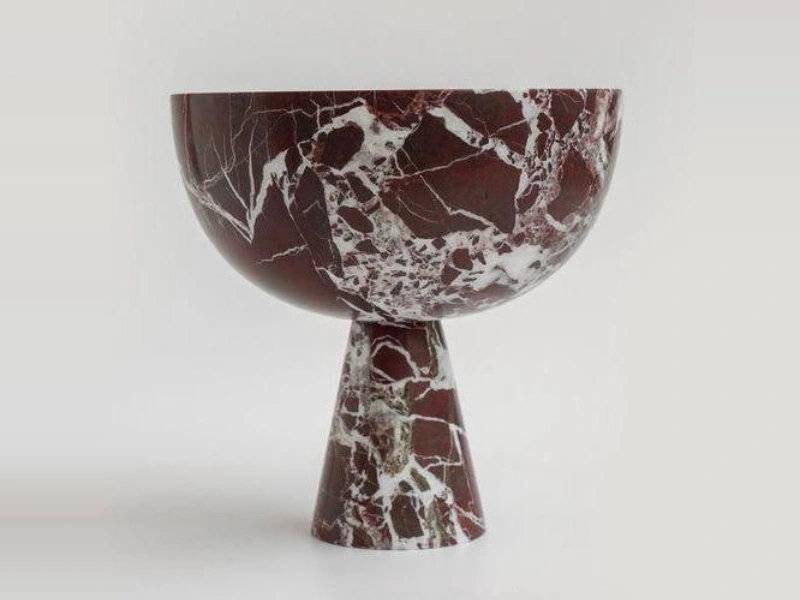 Red Marble Pedestal Bowl