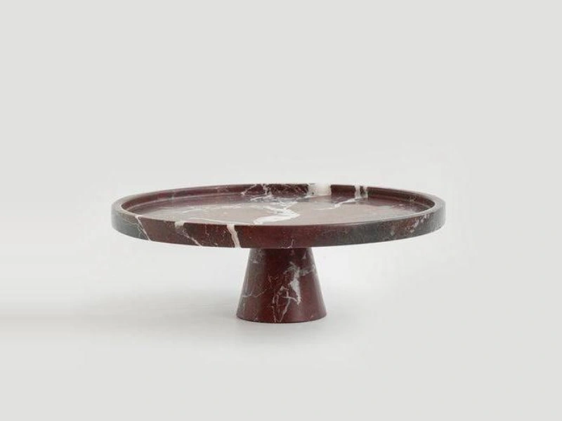 Red Marble Pedestal Tray