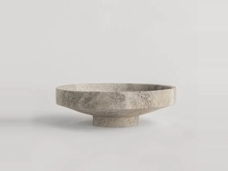 Travertine Low Pedestal Bowl