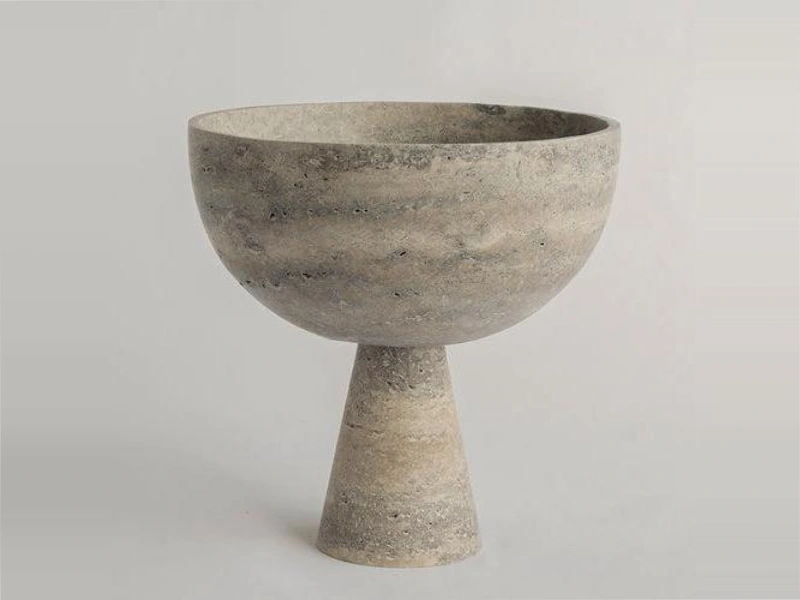 Travertine Pedestal Bowl