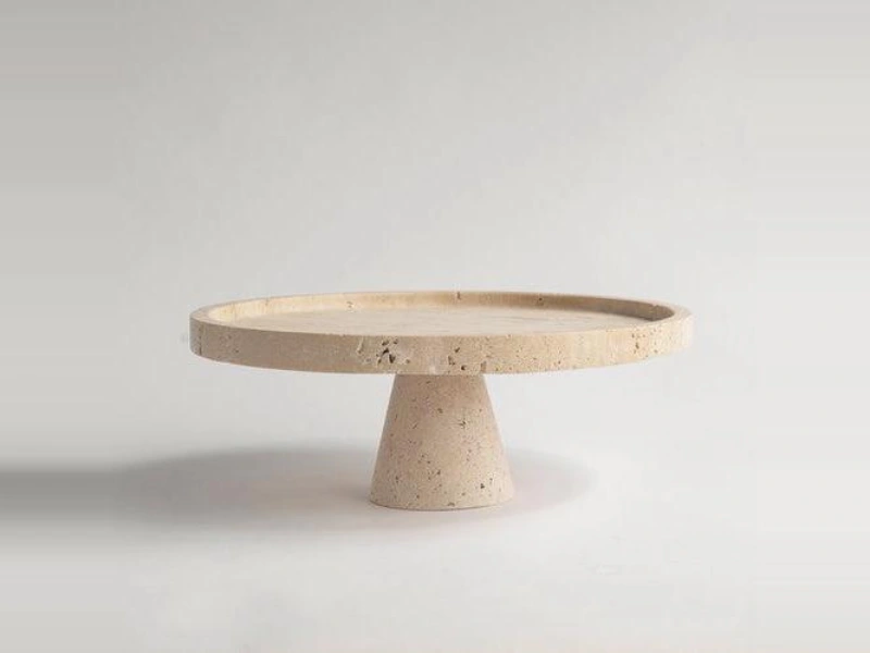 Travertine Pedestal Serving Tray