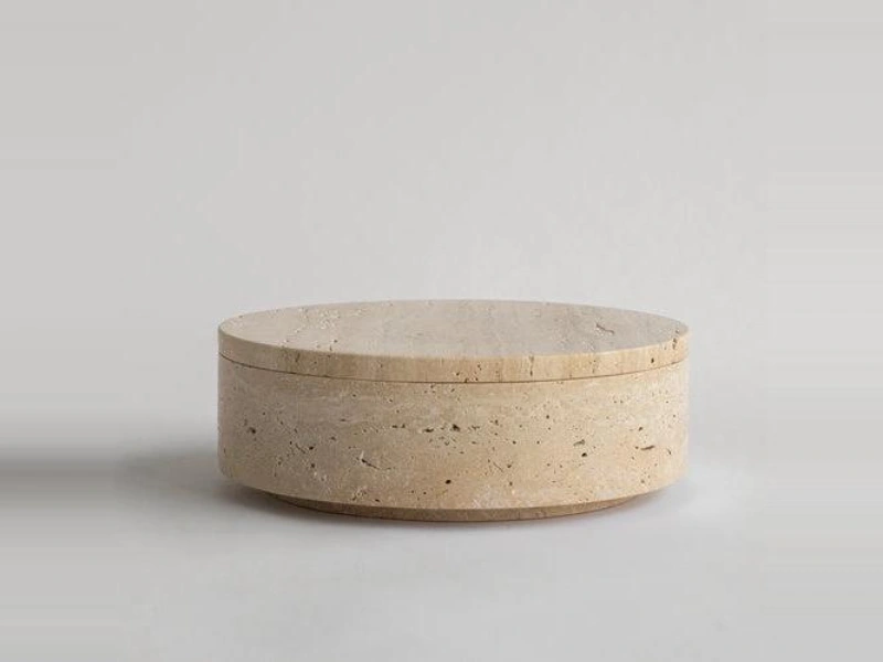Travertine Storage Box with Lid