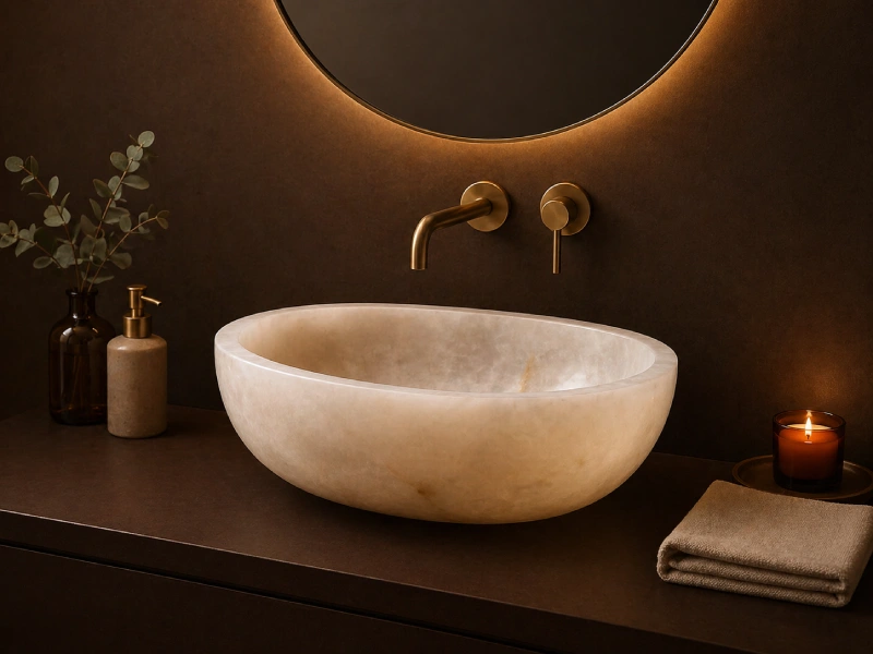 Beige Onyx Oval Basin