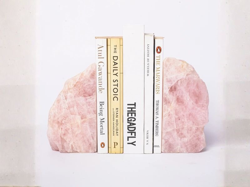 Rose Quartz Bookends – Blush Boulder