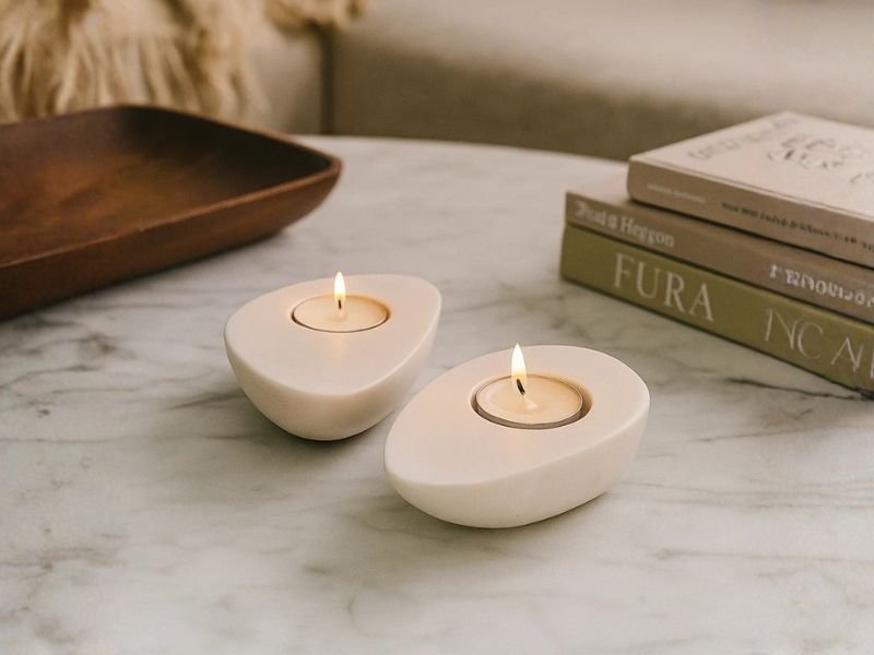 Avocado Marble Tealight Holder – Set of 2