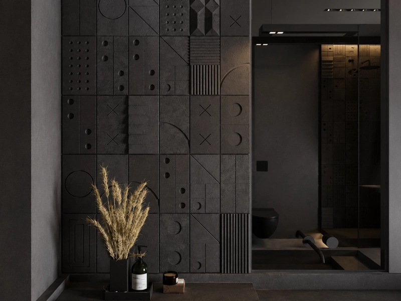 Bas Motif – Lava Black Stone 2