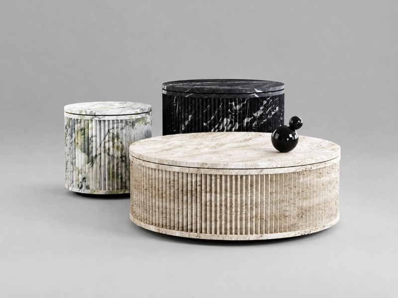 Palermo- Travertine, Black, White Marble