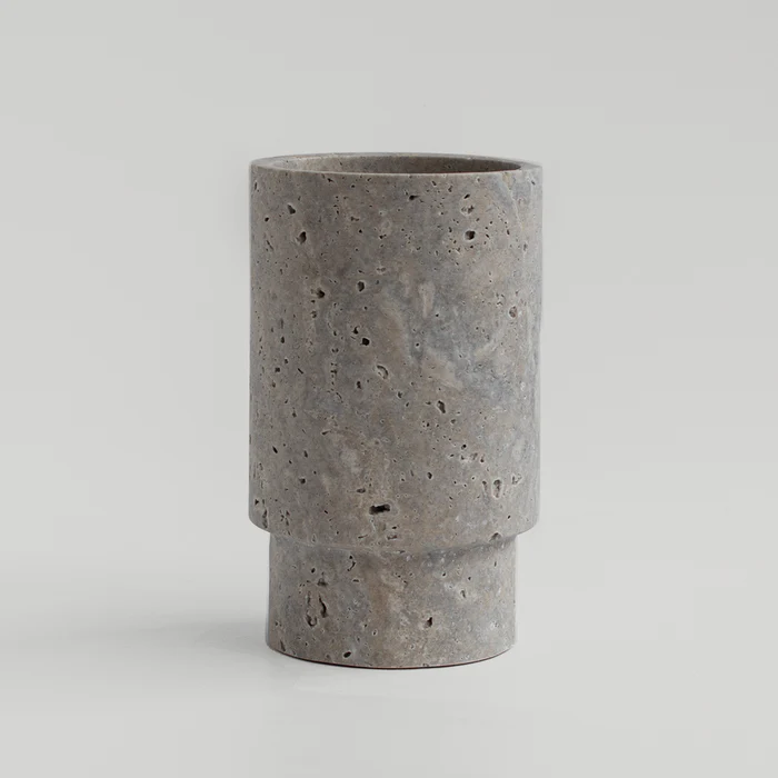 Silver Travertine Vase & Wine Cooler – Grigio