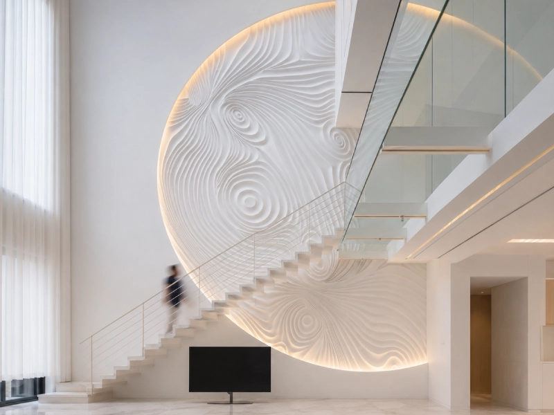 Wave Alligned -Premium White Marble